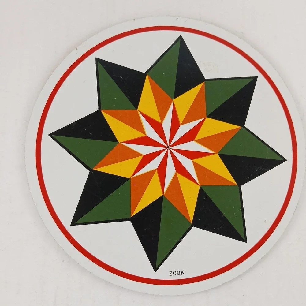 Vtg Zook Trivet Wall Art Pennsylvania  Dutch‎ Star Flower Kitschy MCM 7.75